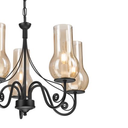 Brilagi - LED Ljuskrona på kedja COTTAGE 5xE14/40W/230V svart/brun