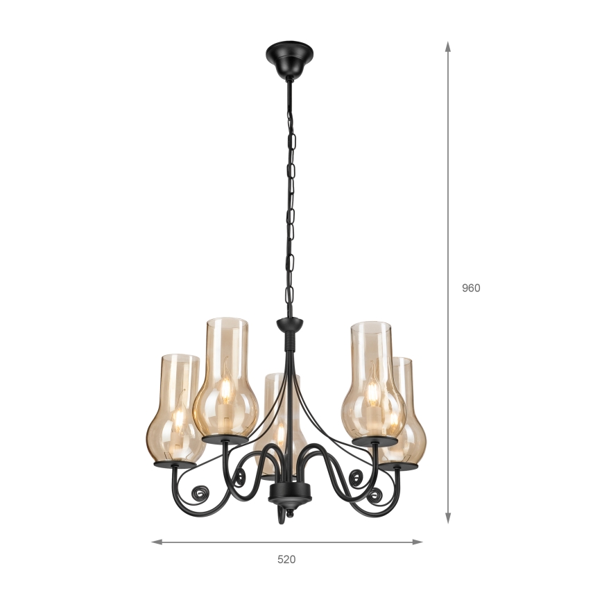 Brilagi - LED Ljuskrona på kedja COTTAGE 5xE14/40W/230V svart/brun