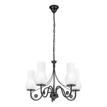 Brilagi - LED Ljuskrona på kedja COTTAGE 5xE14/40W/230V svart/vit