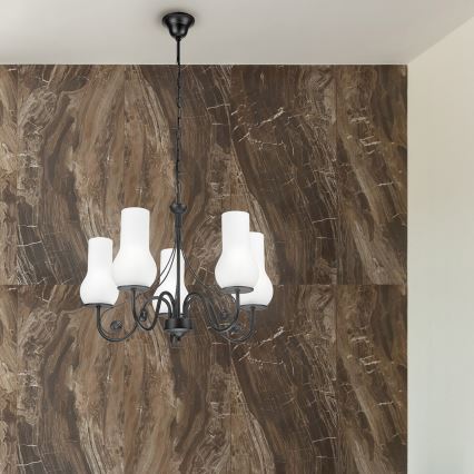 Brilagi - LED Ljuskrona på kedja COTTAGE 5xE14/40W/230V svart/vit