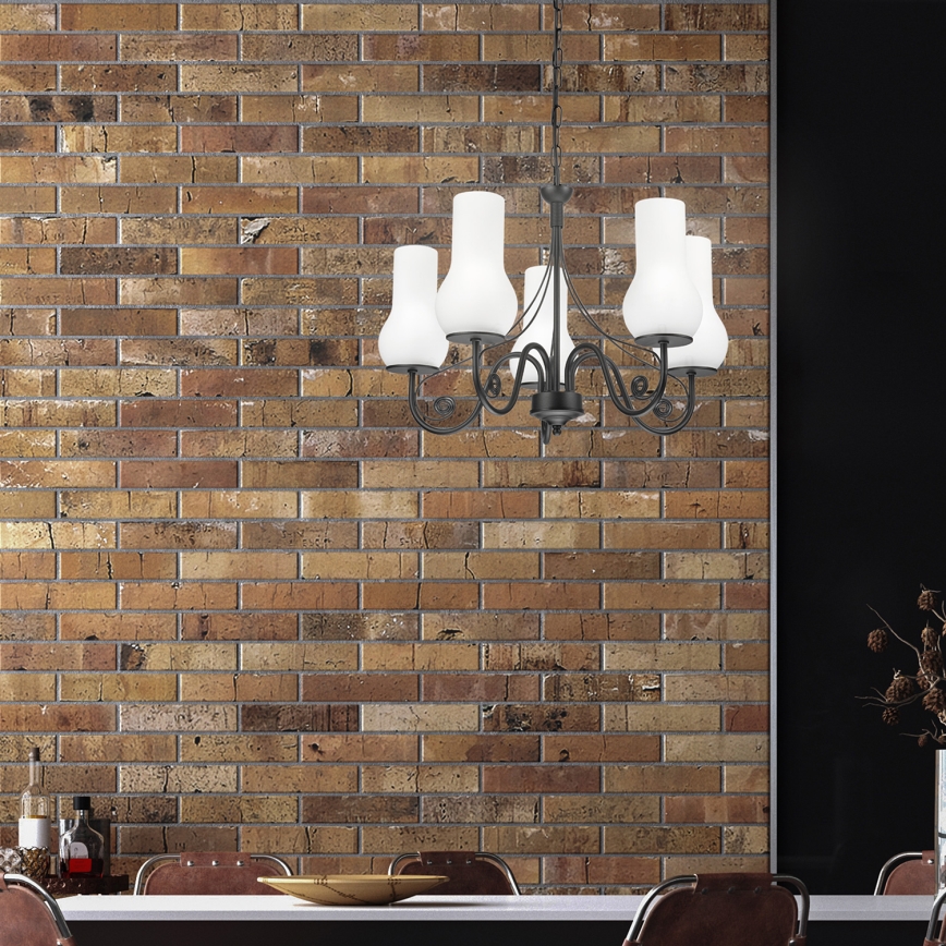 Brilagi - LED Ljuskrona på kedja COTTAGE 5xE14/40W/230V svart/vit