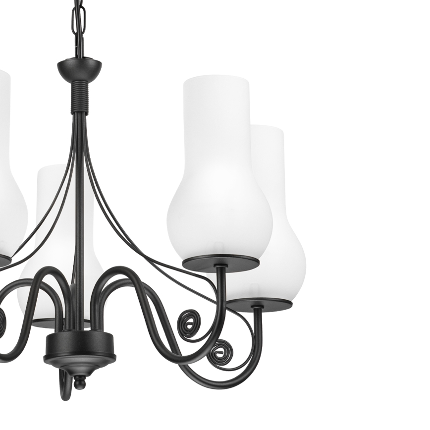 Brilagi - LED Ljuskrona på kedja COTTAGE 5xE14/40W/230V svart/vit