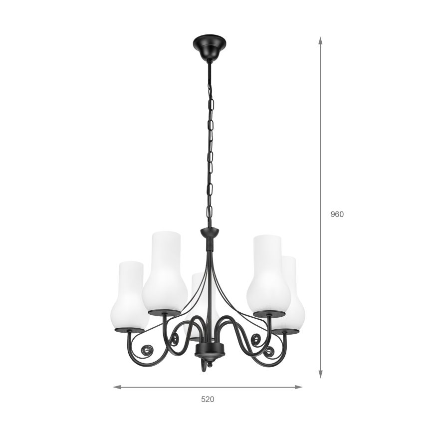 Brilagi - LED Ljuskrona på kedja COTTAGE 5xE14/40W/230V svart/vit