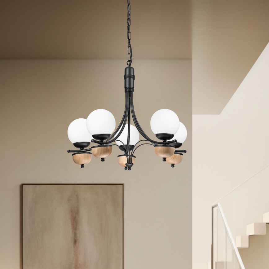 Brilagi - LED Ljuskrona på kedja COTTAGE 5xG9/40W/230V bok/vit