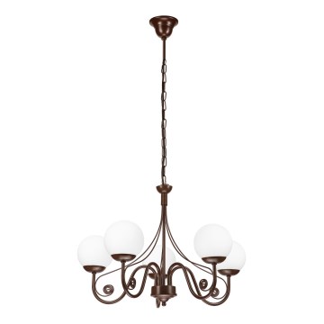 Brilagi - LED Ljuskrona på kedja COTTAGE 5xG9/40W/230V brun/vit