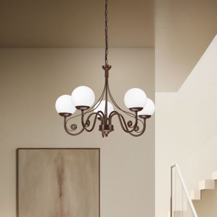 Brilagi - LED Ljuskrona på kedja COTTAGE 5xG9/40W/230V brun/vit