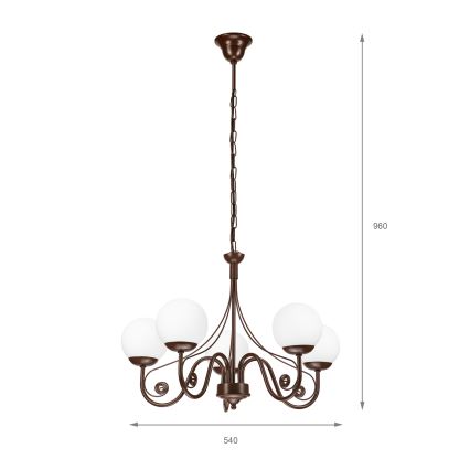 Brilagi - LED Ljuskrona på kedja COTTAGE 5xG9/40W/230V brun/vit