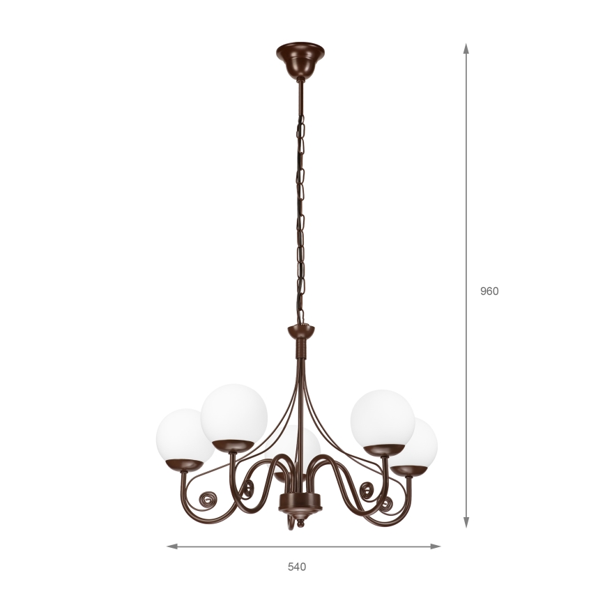 Brilagi - LED Ljuskrona på kedja COTTAGE 5xG9/40W/230V brun/vit