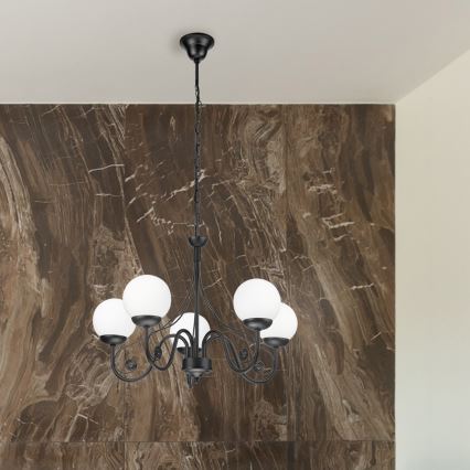 Brilagi - LED Ljuskrona på kedja COTTAGE 5xG9/40W/230V svart/vit