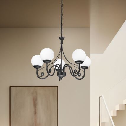 Brilagi - LED Ljuskrona på kedja COTTAGE 5xG9/40W/230V svart/vit