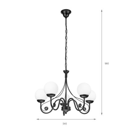 Brilagi - LED Ljuskrona på kedja COTTAGE 5xG9/40W/230V svart/vit