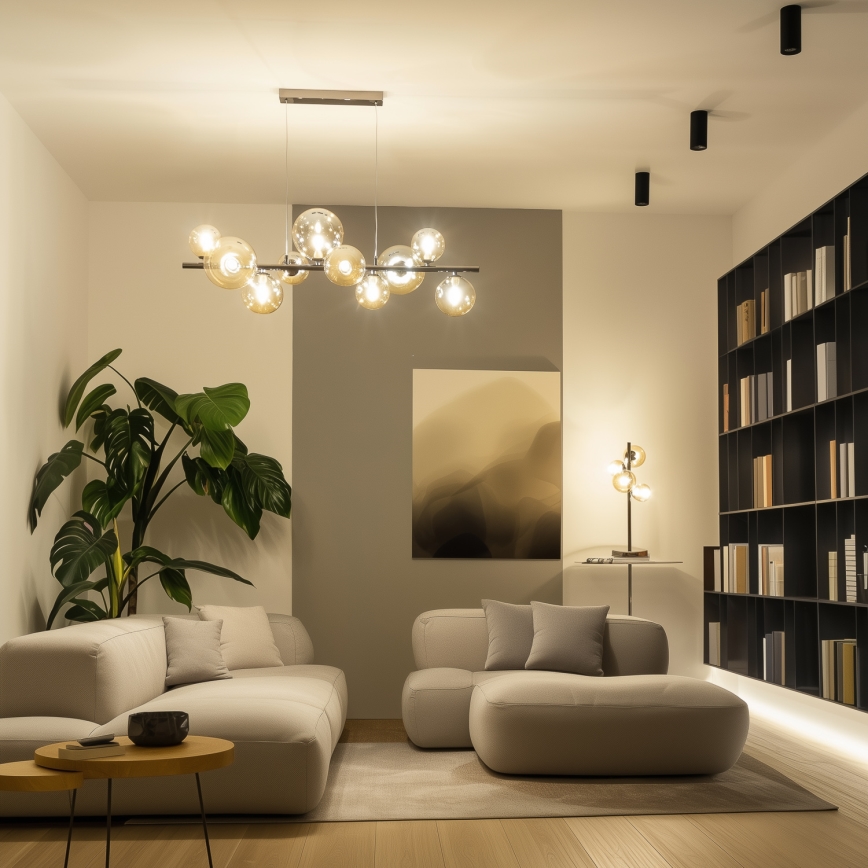 Brilagi - LED-ljuskrona på vajer MILLA 10xG9/3W/230V svart krom/guld