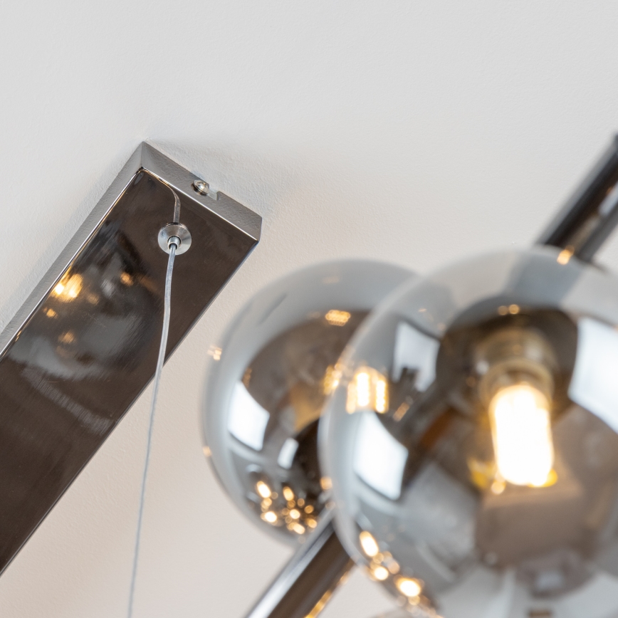 Brilagi - LED-ljuskrona på vajer MILLA 10xG9/3W/230V svart krom/rökfärgad