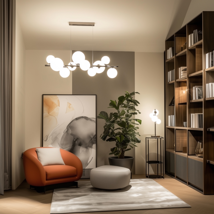 Brilagi - LED-ljuskrona på vajer MILLA 10xG9/3W/230V svart krom/vit