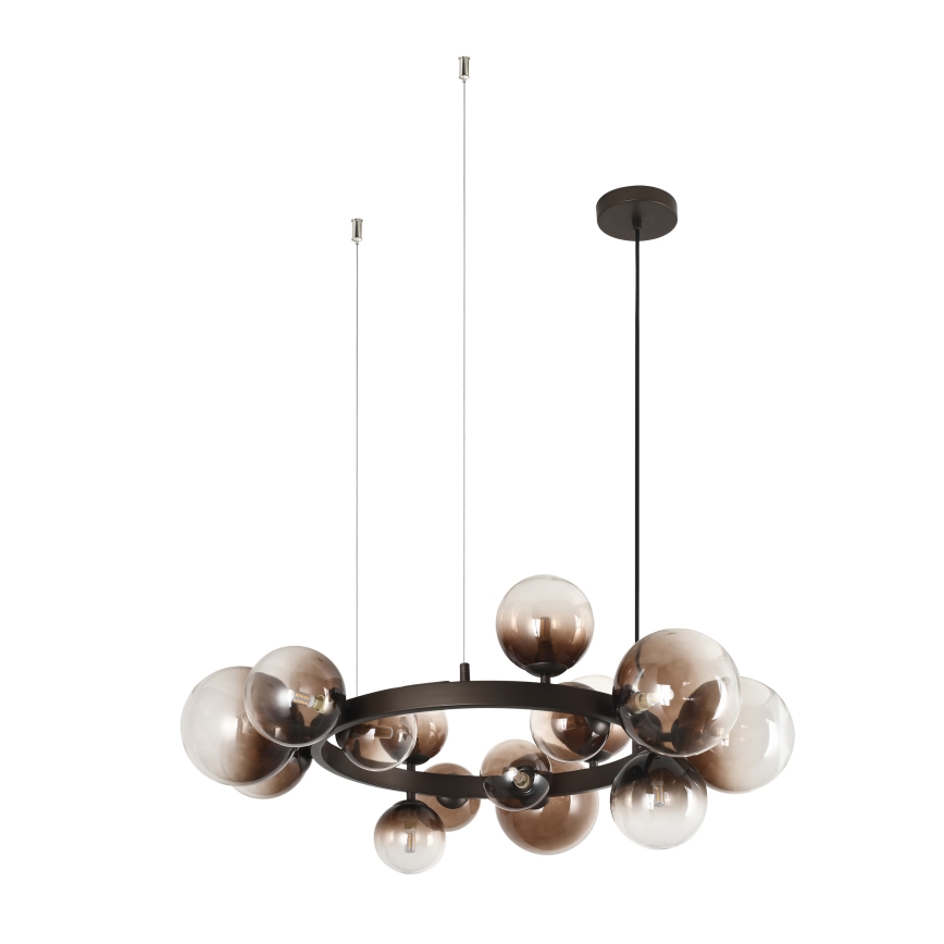 Brilagi - LED-ljuskrona på vajer MILLA 15xG9/3W/230V brun/rökbrun
