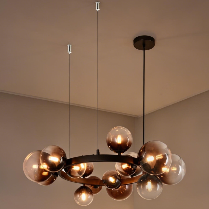 Brilagi - LED-ljuskrona på vajer MILLA 15xG9/3W/230V brun/rökbrun