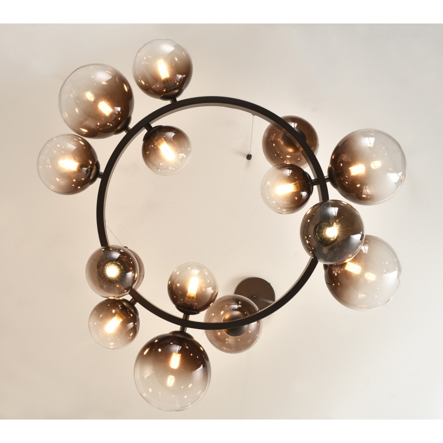 Brilagi - LED-ljuskrona på vajer MILLA 15xG9/3W/230V brun/rökbrun