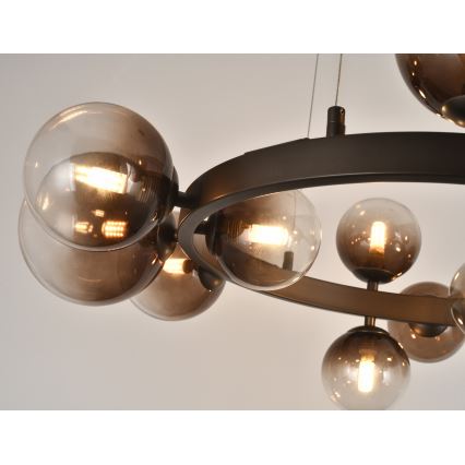 Brilagi - LED-ljuskrona på vajer MILLA 15xG9/3W/230V brun/rökbrun