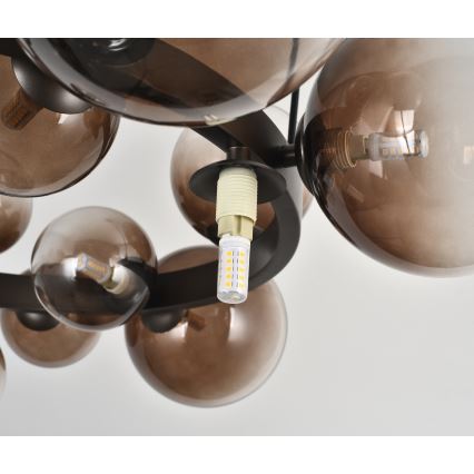 Brilagi - LED-ljuskrona på vajer MILLA 15xG9/3W/230V brun/rökbrun