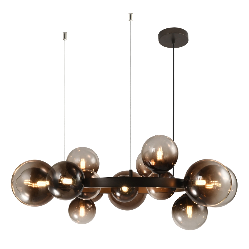 Brilagi - LED-ljuskrona på vajer MILLA 15xG9/3W/230V brun/rökbrun