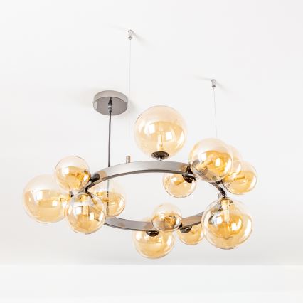 Brilagi - LED-ljuskrona på vajer MILLA 15xG9/3W/230V svart krom/guld