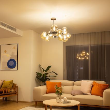 Brilagi - LED-ljuskrona på vajer MILLA 15xG9/3W/230V svart krom/guld