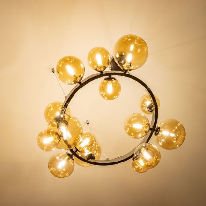 Brilagi - LED-ljuskrona på vajer MILLA 15xG9/3W/230V svart krom/guld