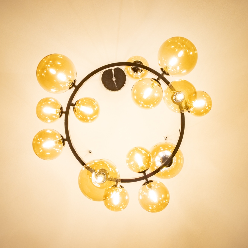 Brilagi - LED-ljuskrona på vajer MILLA 15xG9/3W/230V svart krom/guld