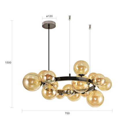 Brilagi - LED-ljuskrona på vajer MILLA 15xG9/3W/230V svart krom/guld