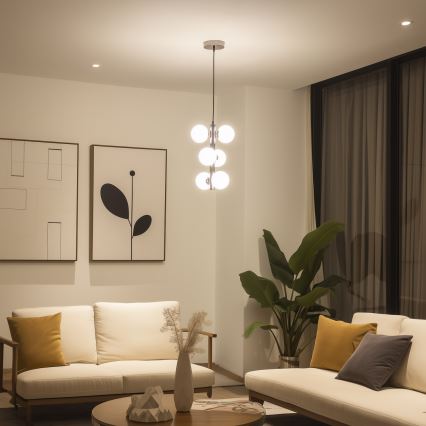 Brilagi - LED-ljuskrona på vajer MILLA 6xG9/3W/230V svart krom/vit