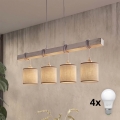 BRILAGI - LED-ljuskrona på vajer NUBILA 4xE27/60W/230V grå/brun
