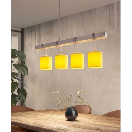 BRILAGI - LED-ljuskrona på vajer NUBILA 4xE27/60W/230V grå/gul