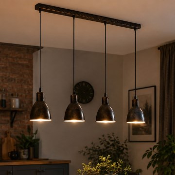 Brilagi - LED-ljuskrona på vajer RIDDY 4xE27/60W/230V koppar/patina