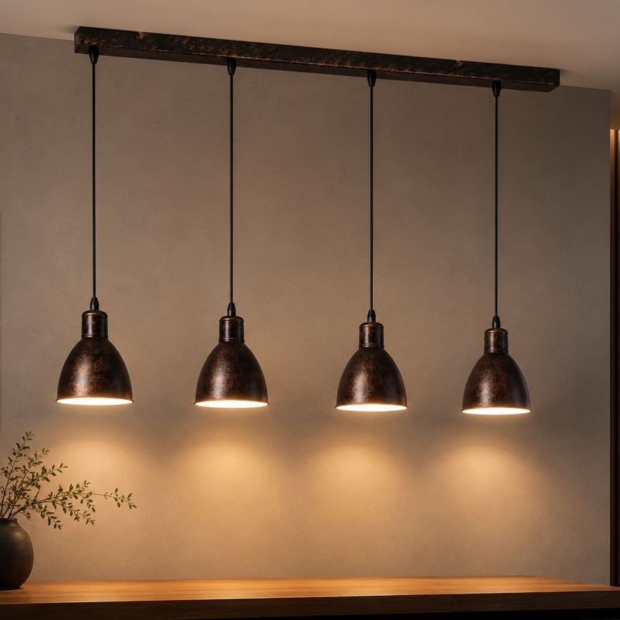 BRILAGI - LED-ljuskrona på vajer RIDDY 4xE27/60W/230V koppar/patina