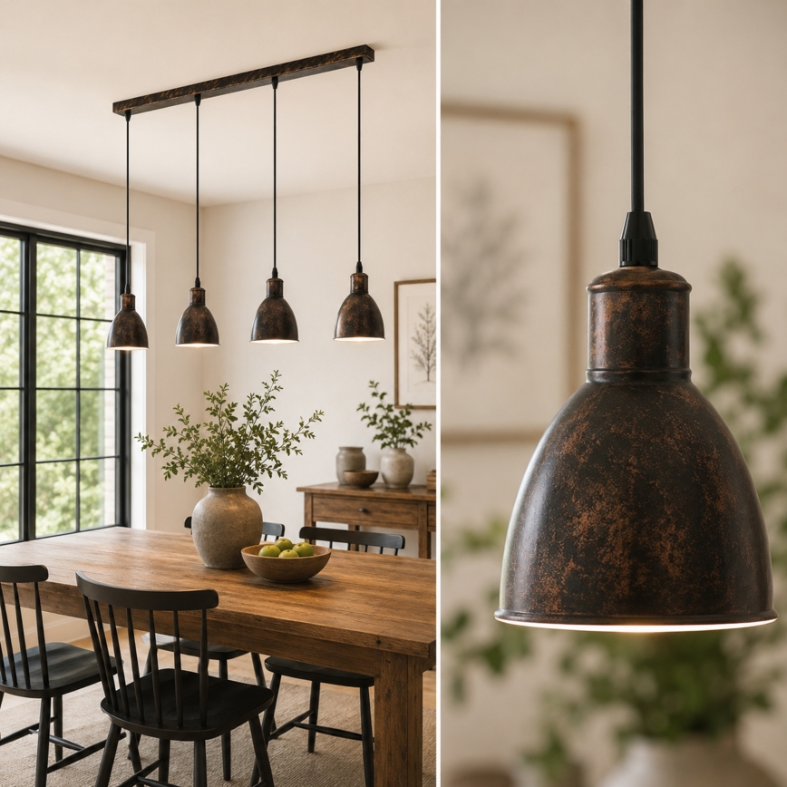 BRILAGI - LED-ljuskrona på vajer RIDDY 4xE27/60W/230V koppar/patina