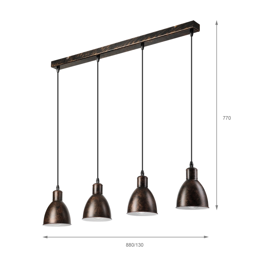 BRILAGI - LED-ljuskrona på vajer RIDDY 4xE27/60W/230V koppar/patina