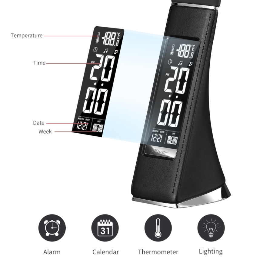 Brilagi - LED ljusreglerad bordslampa med en display PELLE LED/7W/230V svart