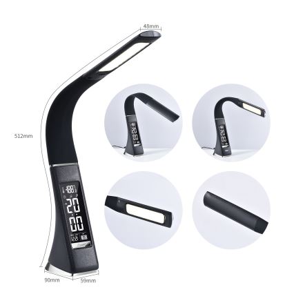 Brilagi - LED ljusreglerad bordslampa med en display PELLE LED/7W/230V svart