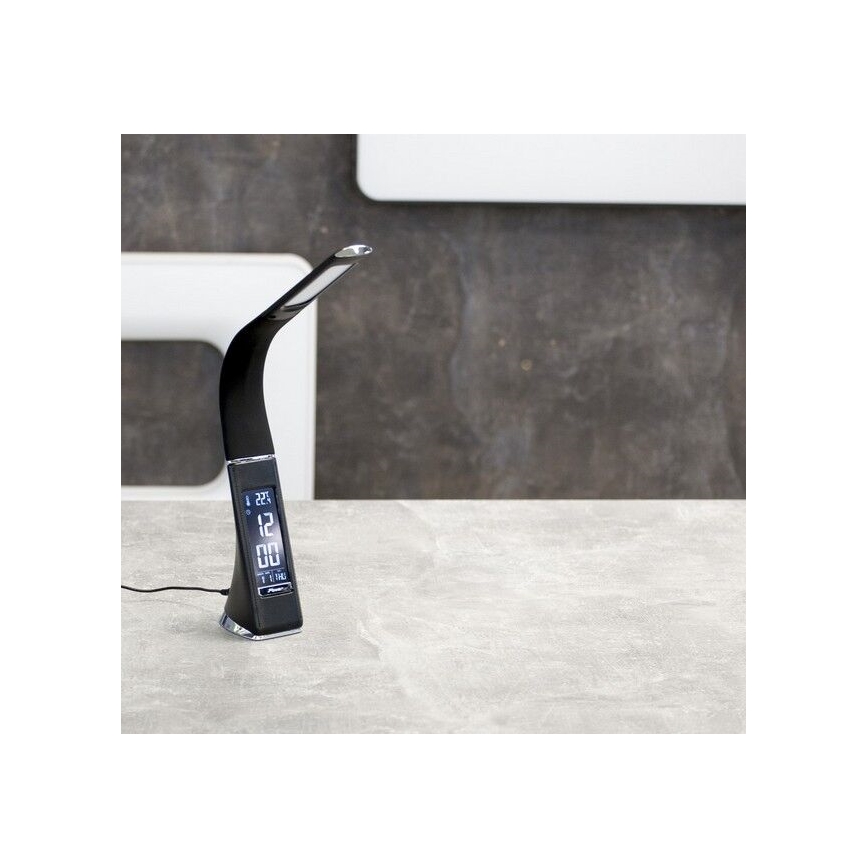 Brilagi - LED ljusreglerad bordslampa med en display PELLE LED/7W/230V svart