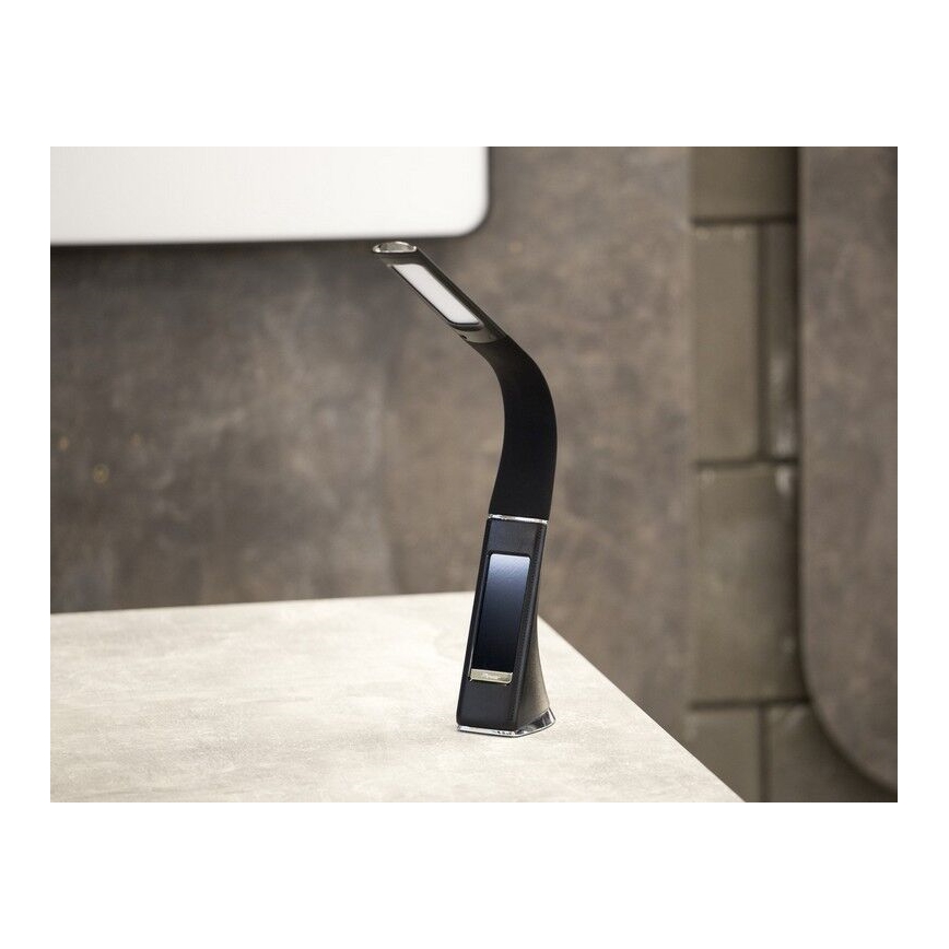 Brilagi - LED ljusreglerad bordslampa med en display PELLE LED/7W/230V svart