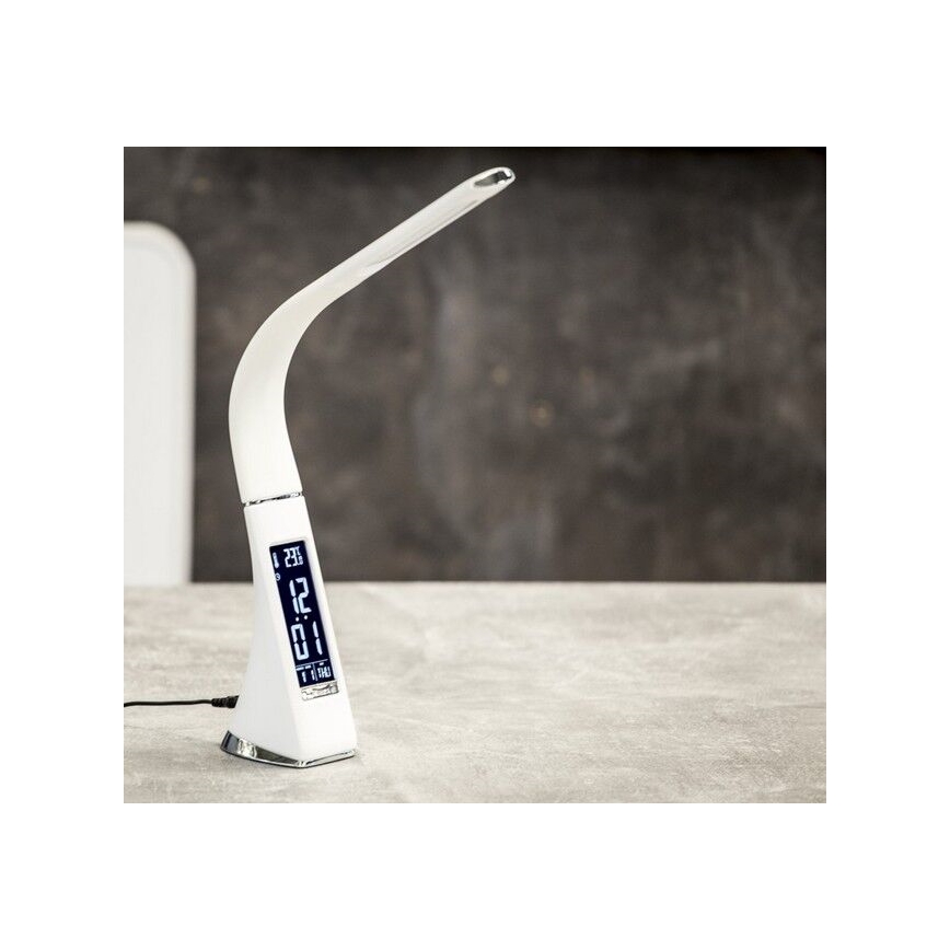 Brilagi - LED ljusreglerad bordslampa med en display PELLE LED/7W/230V vit