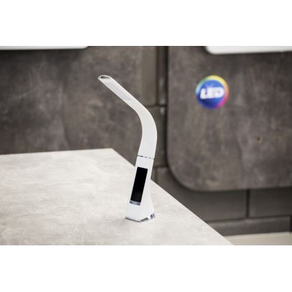 Brilagi - LED ljusreglerad bordslampa med en display PELLE LED/7W/230V vit