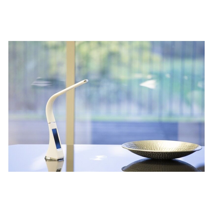 Brilagi - LED ljusreglerad bordslampa med en display PELLE LED/7W/230V vit