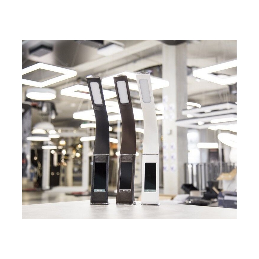 Brilagi - LED ljusreglerad bordslampa med en display PELLE LED/7W/230V vit