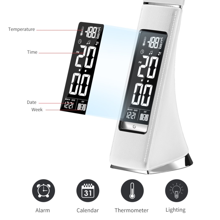 Brilagi - LED ljusreglerad bordslampa med en display PELLE LED/7W/230V vit