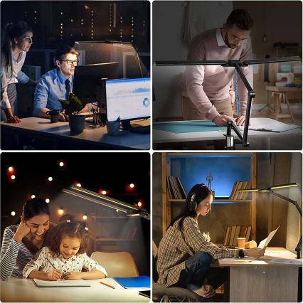 Brilagi - LED Ljusreglerad beröring flexibel bordslampa VARIO LED/24W/230V 3000-6500K CRI 92 svart