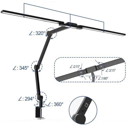 Brilagi - LED Ljusreglerad beröring flexibel bordslampa VARIO LED/24W/230V 3000-6500K CRI 92 svart