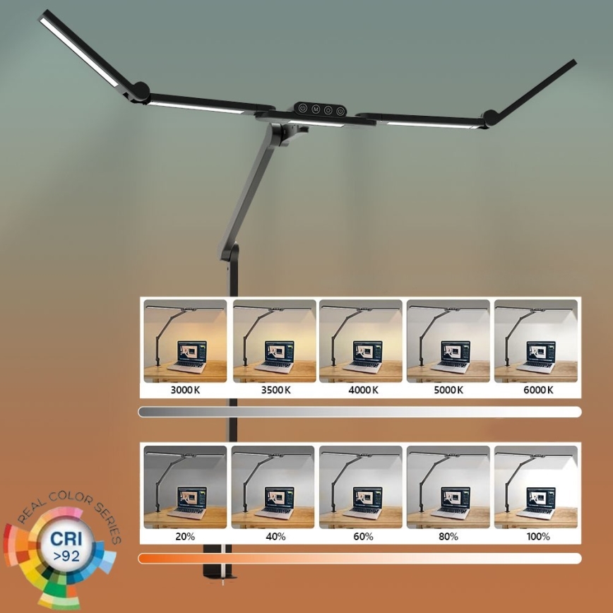 Brilagi - LED Ljusreglerad flexibel bordslampa VARIO LED/24W/230V 3000-6500K CRI 92 svart