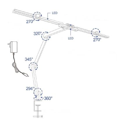 Brilagi - LED Ljusreglerad flexibel bordslampa VARIO LED/24W/230V 3000-6500K CRI 92 svart