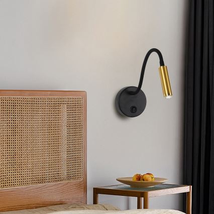 Brilagi - LED Ljusreglerad flexibel vägg lampa MAYA 1xG9/4W/230V svart/guld 2700-6500K Wi-Fi Tuya